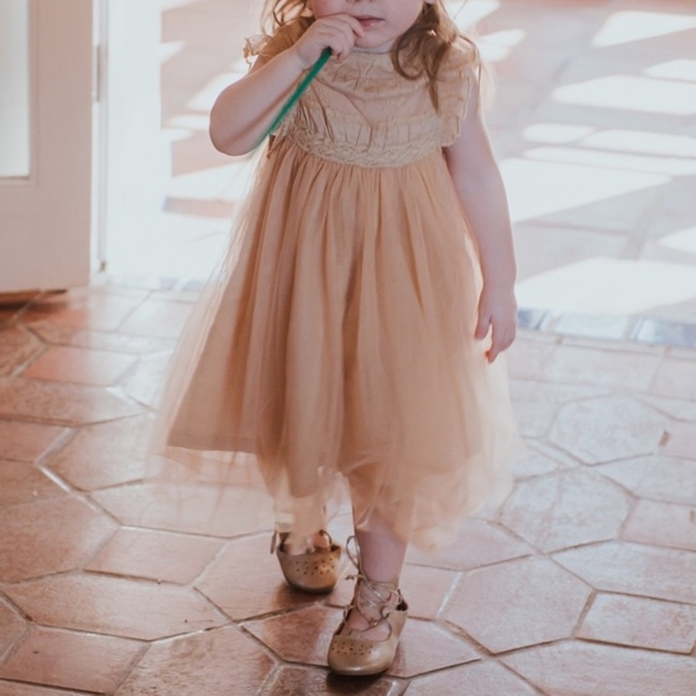Tan Toddler Flower Girl Dress